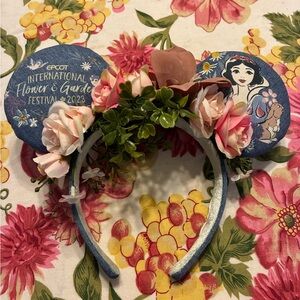 Disney Snow White Floral Minnie Ear Headband with Pink, Green & Blue Accents